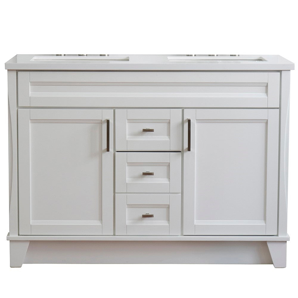 Bellaterra Home 48" Double sink vanity in White finish with Black galaxy granite and rectangle sink - Luxe Bathroom Vanities