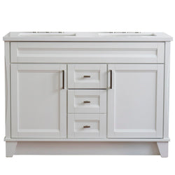 Bellaterra Home 48" Double sink vanity in White finish with Black galaxy granite and rectangle sink - Luxe Bathroom Vanities