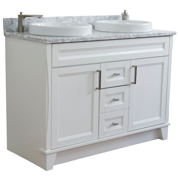 Bellaterra Home 48" Double sink vanity in White finish with Black galaxy granite and round sink - Luxe Bathroom Vanities