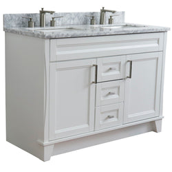 Bellaterra Home 48" Double sink vanity in White finish with Black galaxy granite and rectangle sink - Luxe Bathroom Vanities