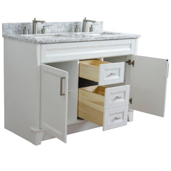 Bellaterra Home 48" Double sink vanity in White finish with Black galaxy granite and rectangle sink - Luxe Bathroom Vanities