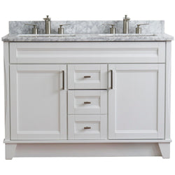 Bellaterra Home 48" Double sink vanity in White finish with Black galaxy granite and rectangle sink - Luxe Bathroom Vanities