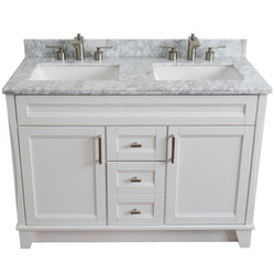 Bellaterra Home 48" Double sink vanity in White finish with Black galaxy granite and rectangle sink - Luxe Bathroom Vanities