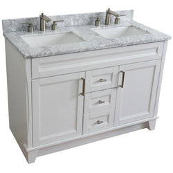 Bellaterra Home 48" Double sink vanity in White finish with Black galaxy granite and rectangle sink - Luxe Bathroom Vanities