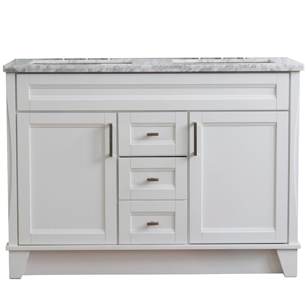 Bellaterra Home 48" Double sink vanity in White finish with Black galaxy granite and rectangle sink - Luxe Bathroom Vanities