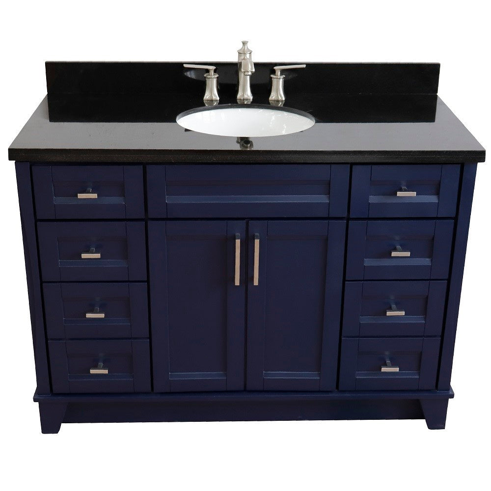 Bellaterra Home 49" Single sink vanity in White finish with Black galaxy granite and and oval sink - Luxe Bathroom Vanities