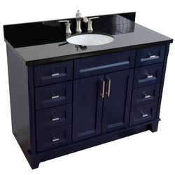 Bellaterra Home 49" Single sink vanity in White finish with Black galaxy granite and and oval sink - Luxe Bathroom Vanities