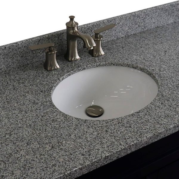 Bellaterra Home 49" Single sink vanity in White finish with Black galaxy granite and and oval sink - Luxe Bathroom Vanities