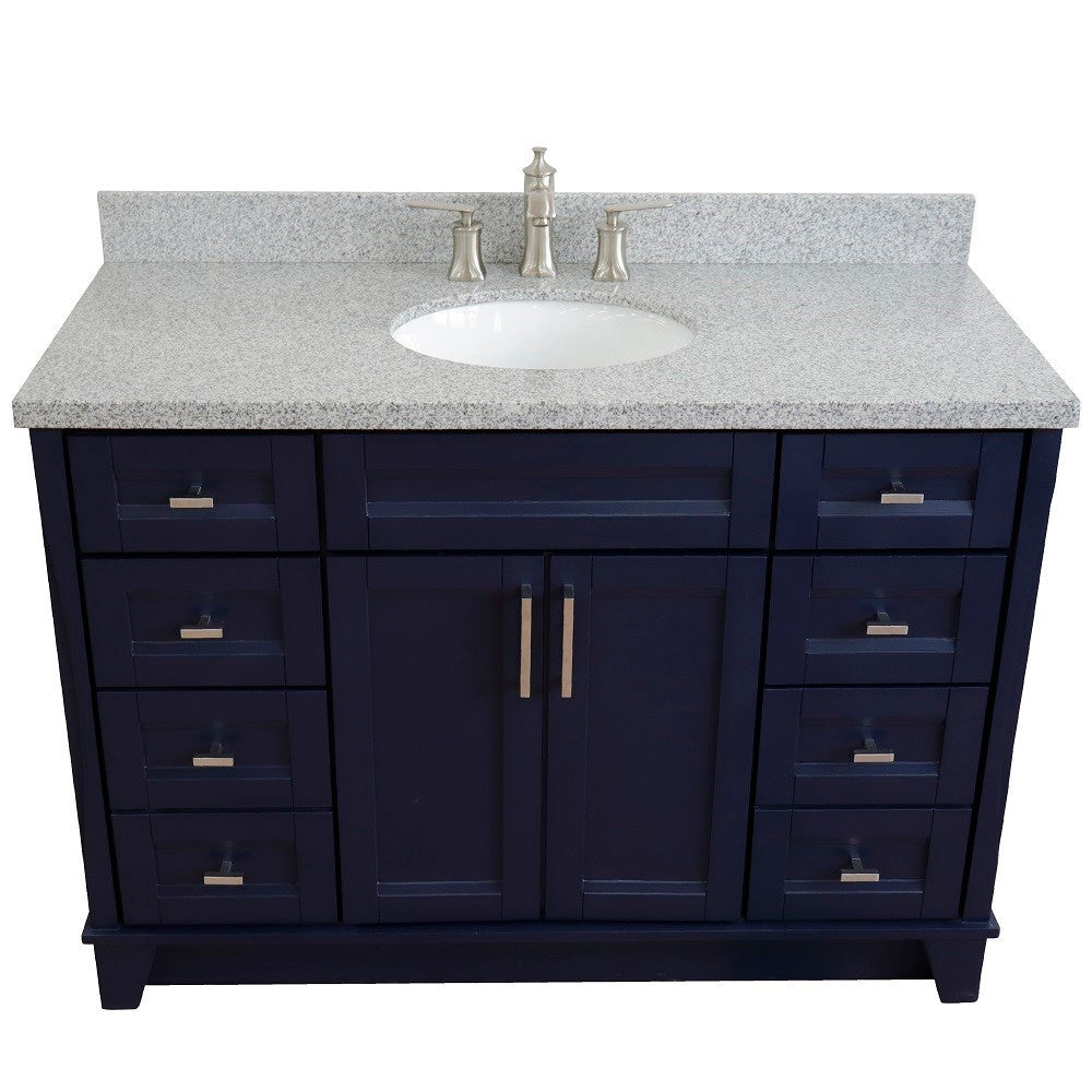 Bellaterra Home 49" Single sink vanity in White finish with Black galaxy granite and and oval sink - Luxe Bathroom Vanities