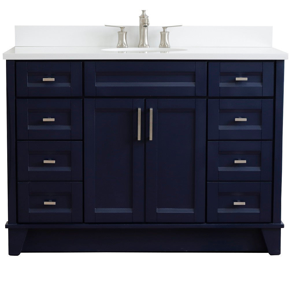 Bellaterra Home 49" Single sink vanity in White finish with Black galaxy granite and and oval sink - Luxe Bathroom Vanities