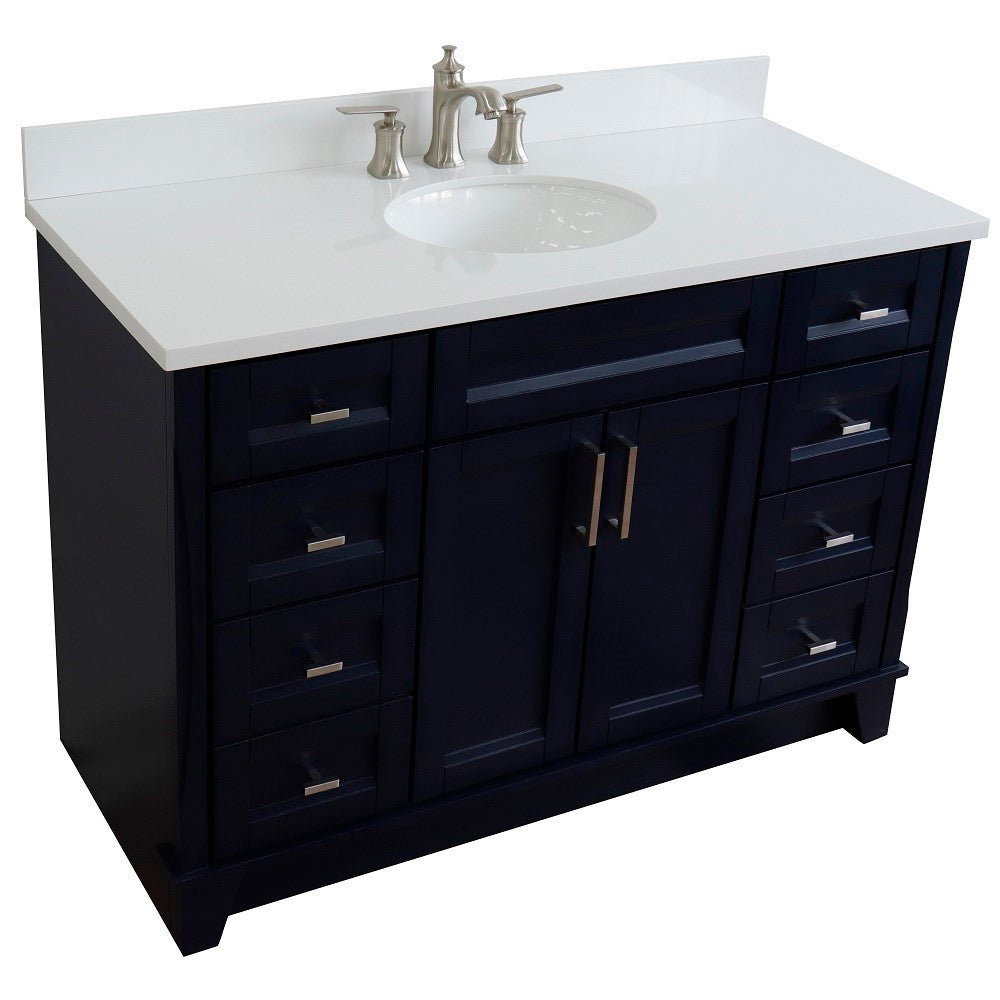 Bellaterra Home 49" Single sink vanity in White finish with Black galaxy granite and and oval sink - Luxe Bathroom Vanities