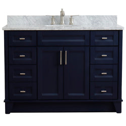 Bellaterra Home 49" Single sink vanity in White finish with Black galaxy granite and and oval sink - Luxe Bathroom Vanities