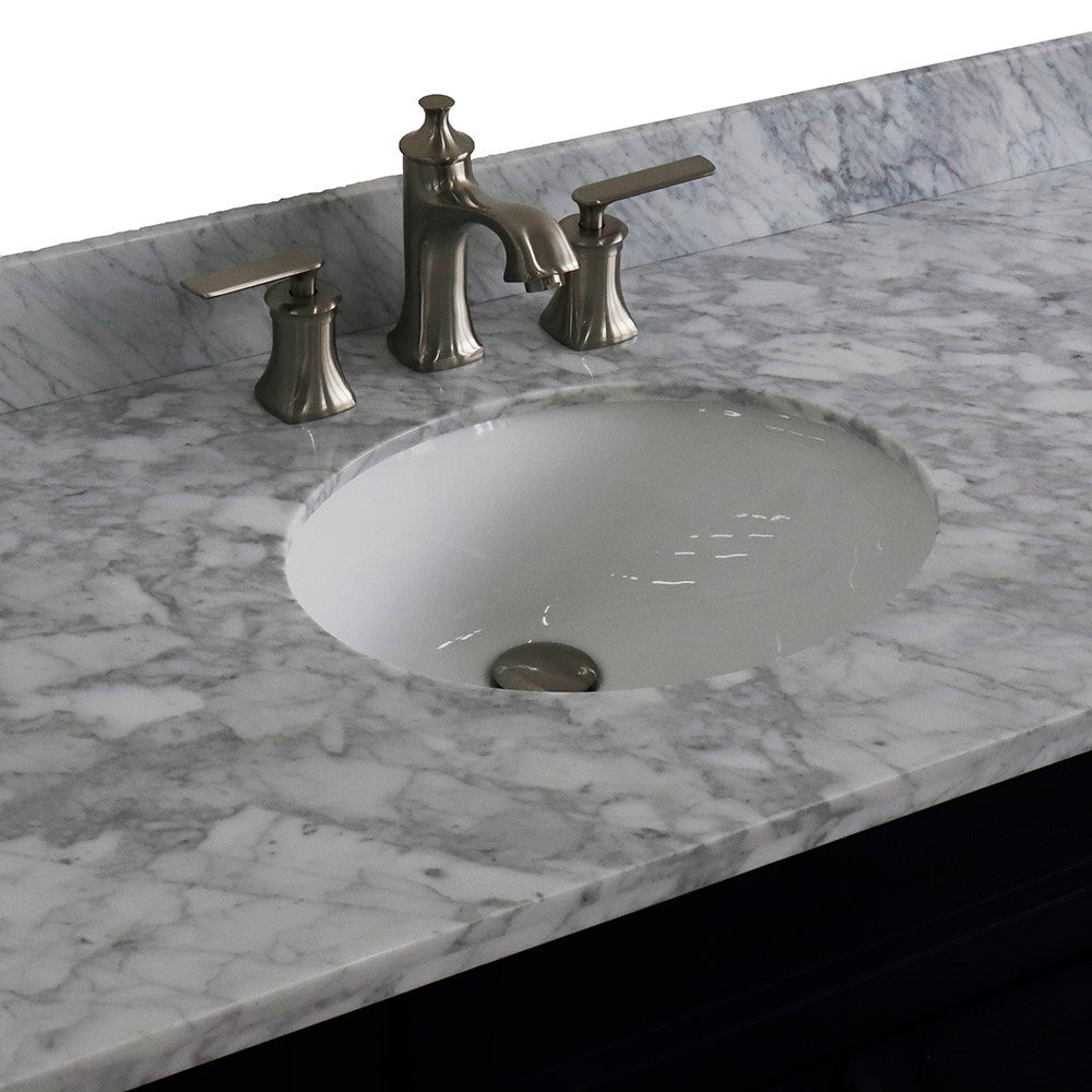 Bellaterra Home 49" Single sink vanity in White finish with Black galaxy granite and and oval sink - Luxe Bathroom Vanities