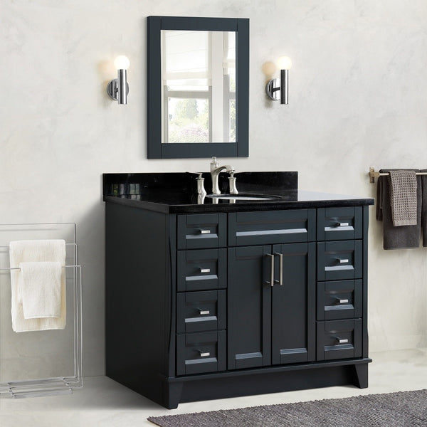 Bellaterra Home 49" Single sink vanity in White finish with Black galaxy granite and and oval sink - Luxe Bathroom Vanities