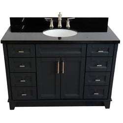 Bellaterra Home 49" Single sink vanity in White finish with Black galaxy granite and and oval sink - Luxe Bathroom Vanities