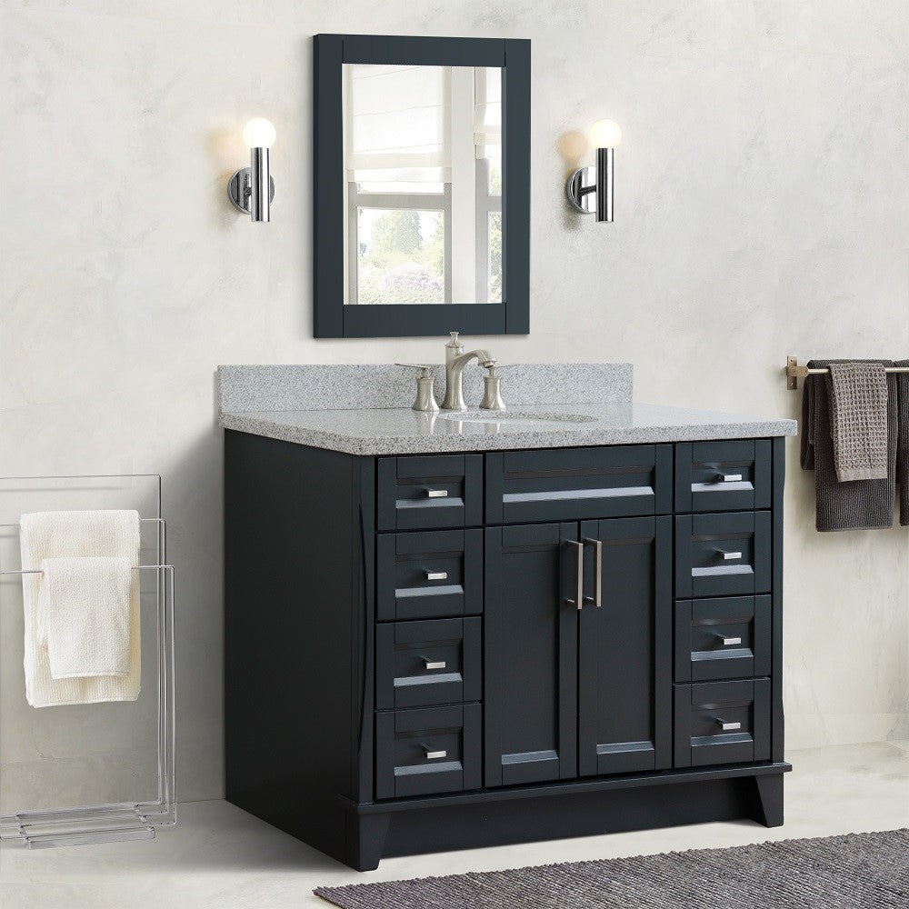 Bellaterra Home 49" Single sink vanity in White finish with Black galaxy granite and and oval sink - Luxe Bathroom Vanities