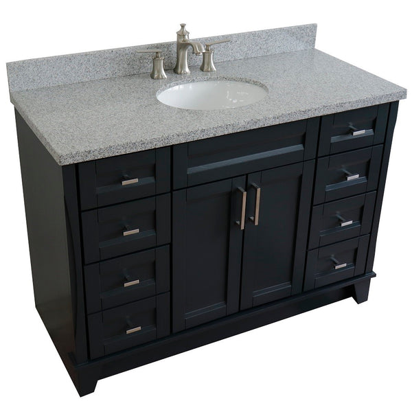 Bellaterra Home 49" Single sink vanity in White finish with Black galaxy granite and and oval sink - Luxe Bathroom Vanities