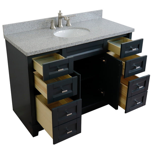 Bellaterra Home 49" Single sink vanity in White finish with Black galaxy granite and and oval sink - Luxe Bathroom Vanities