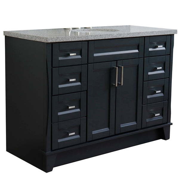 Bellaterra Home 49" Single sink vanity in White finish with Black galaxy granite and and oval sink - Luxe Bathroom Vanities