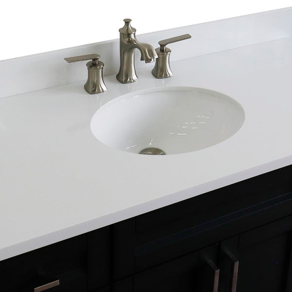 Bellaterra Home 49" Single sink vanity in White finish with Black galaxy granite and and oval sink - Luxe Bathroom Vanities