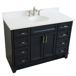 Bellaterra Home 49" Single sink vanity in White finish with Black galaxy granite and and oval sink - Luxe Bathroom Vanities