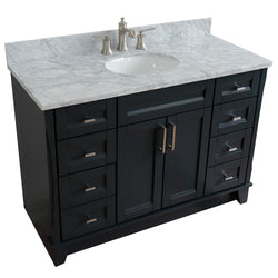 Bellaterra Home 49" Single sink vanity in White finish with Black galaxy granite and and oval sink - Luxe Bathroom Vanities