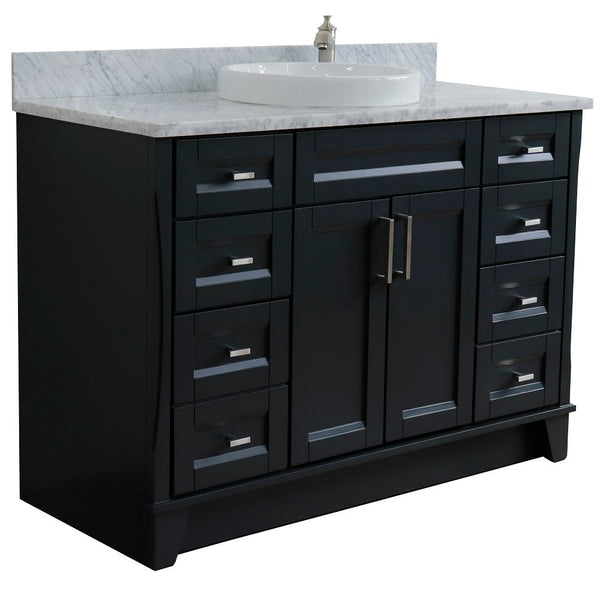 Bellaterra Home 400700-49S 49" Single sink vanity in White finish with Black galaxy granite and round sink