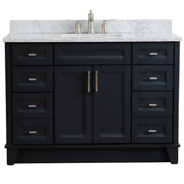 Bellaterra Home 400700-49S 49" Single sink vanity in White finish with Black galaxy granite and rectangle sink