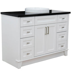 Bellaterra Home 49" Single sink vanity in White finish with Black galaxy granite and round sink - Luxe Bathroom Vanities