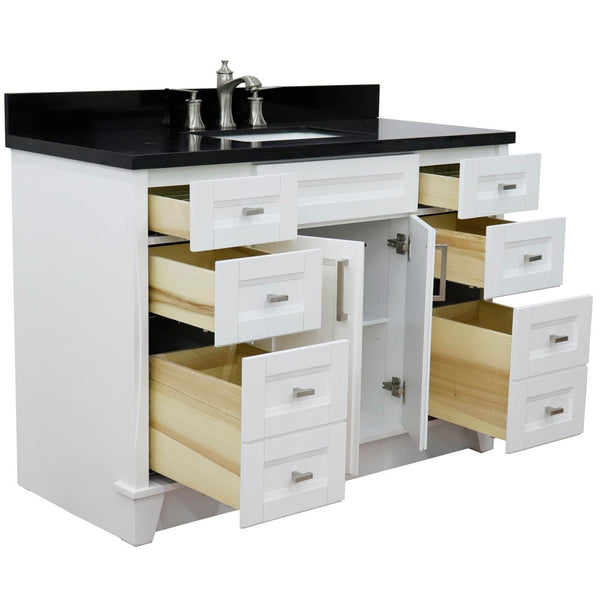 Bellaterra Home 49" Single sink vanity in White finish with Black galaxy granite and rectangle sink - Luxe Bathroom Vanities