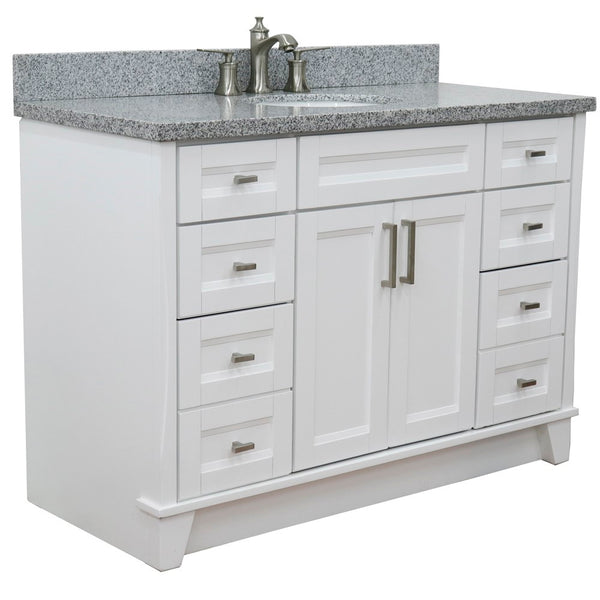 Bellaterra Home 49" Single sink vanity in White finish with Black galaxy granite and and oval sink - Luxe Bathroom Vanities