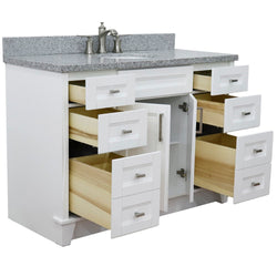 Bellaterra Home 49" Single sink vanity in White finish with Black galaxy granite and and oval sink - Luxe Bathroom Vanities