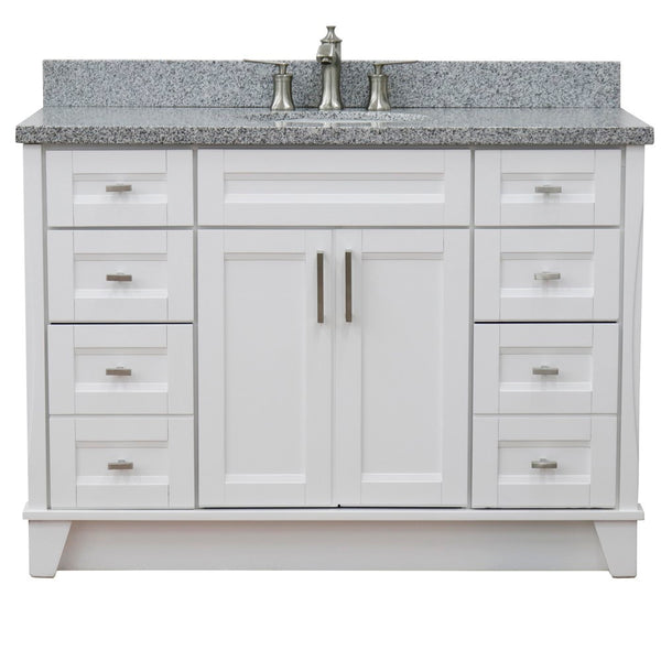 Bellaterra Home 49" Single sink vanity in White finish with Black galaxy granite and and oval sink - Luxe Bathroom Vanities
