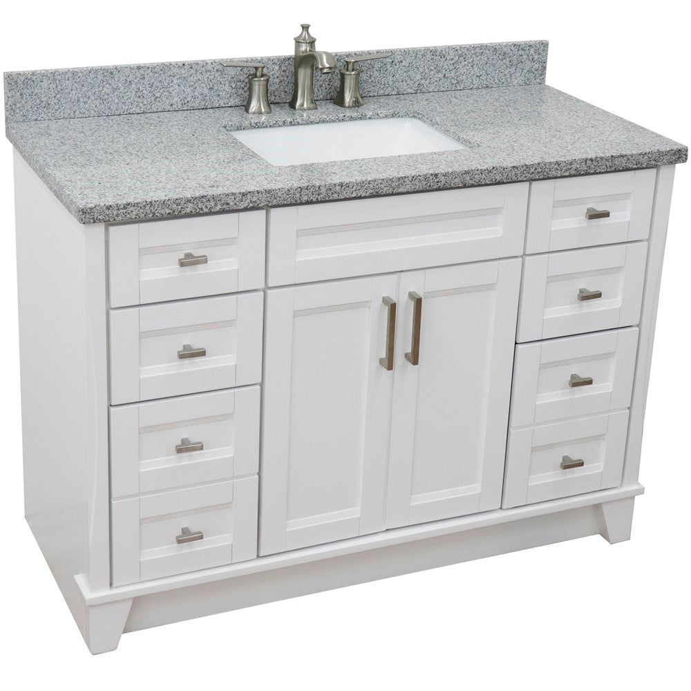 Bellaterra Home 49" Single sink vanity in White finish with Black galaxy granite and rectangle sink - Luxe Bathroom Vanities