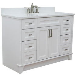 Bellaterra Home 49" Single sink vanity in White finish with Black galaxy granite and and oval sink - Luxe Bathroom Vanities