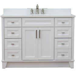 Bellaterra Home 49" Single sink vanity in White finish with Black galaxy granite and and oval sink - Luxe Bathroom Vanities