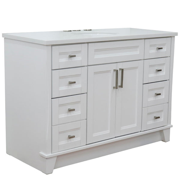 Bellaterra Home 49" Single sink vanity in White finish with Black galaxy granite and and oval sink - Luxe Bathroom Vanities