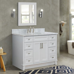 Bellaterra Home 49" Single sink vanity in White finish with Black galaxy granite and and oval sink - Luxe Bathroom Vanities