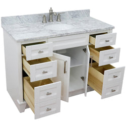 Bellaterra Home 49" Single sink vanity in White finish with Black galaxy granite and and oval sink - Luxe Bathroom Vanities