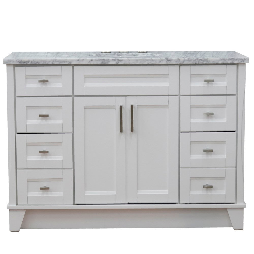 Bellaterra Home 49" Single sink vanity in White finish with Black galaxy granite and and oval sink - Luxe Bathroom Vanities