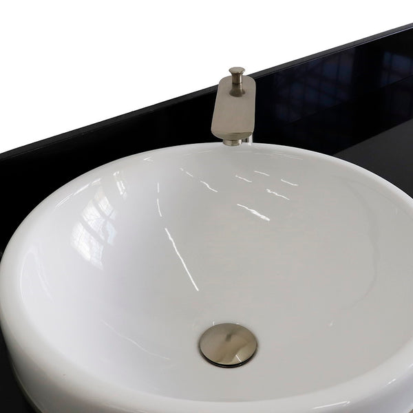 Bellaterra Home 61" Single sink vanity in White finish and Black galaxy granite and round sink - Luxe Bathroom Vanities