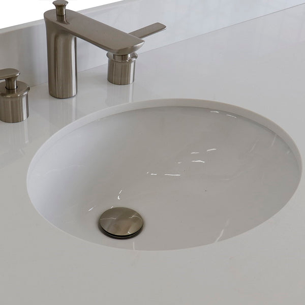 Bellaterra Home 61" Single sink vanity in White finish and Black galaxy granite and oval sink - Luxe Bathroom Vanities