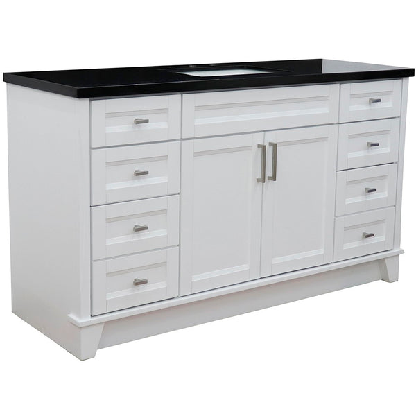Bellaterra Home 61" Single sink vanity in White finish and Black galaxy granite and rectangle sink - Luxe Bathroom Vanities