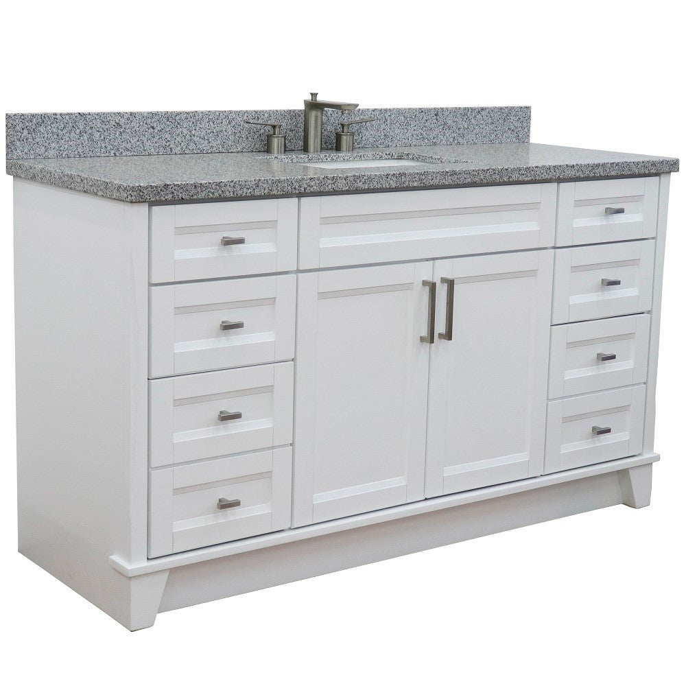 Bellaterra Home 61" Single sink vanity in White finish and Black galaxy granite and rectangle sink - Luxe Bathroom Vanities