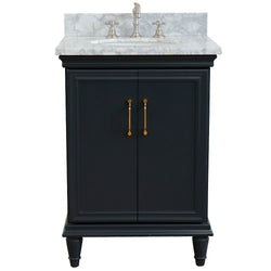 Bellaterra Home 400800-25 25" Single vanity in White finish with Black galaxy and oval sink