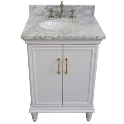 Bellaterra Home 25" Single vanity in White finish with Black galaxy and oval sink - Luxe Bathroom Vanities