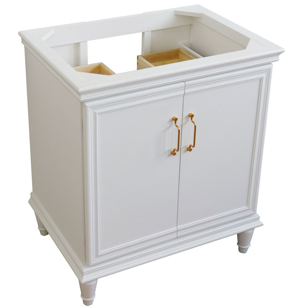 Bellaterra Home 30" Single vanity in White finish- cabinet only - Luxe Bathroom Vanities