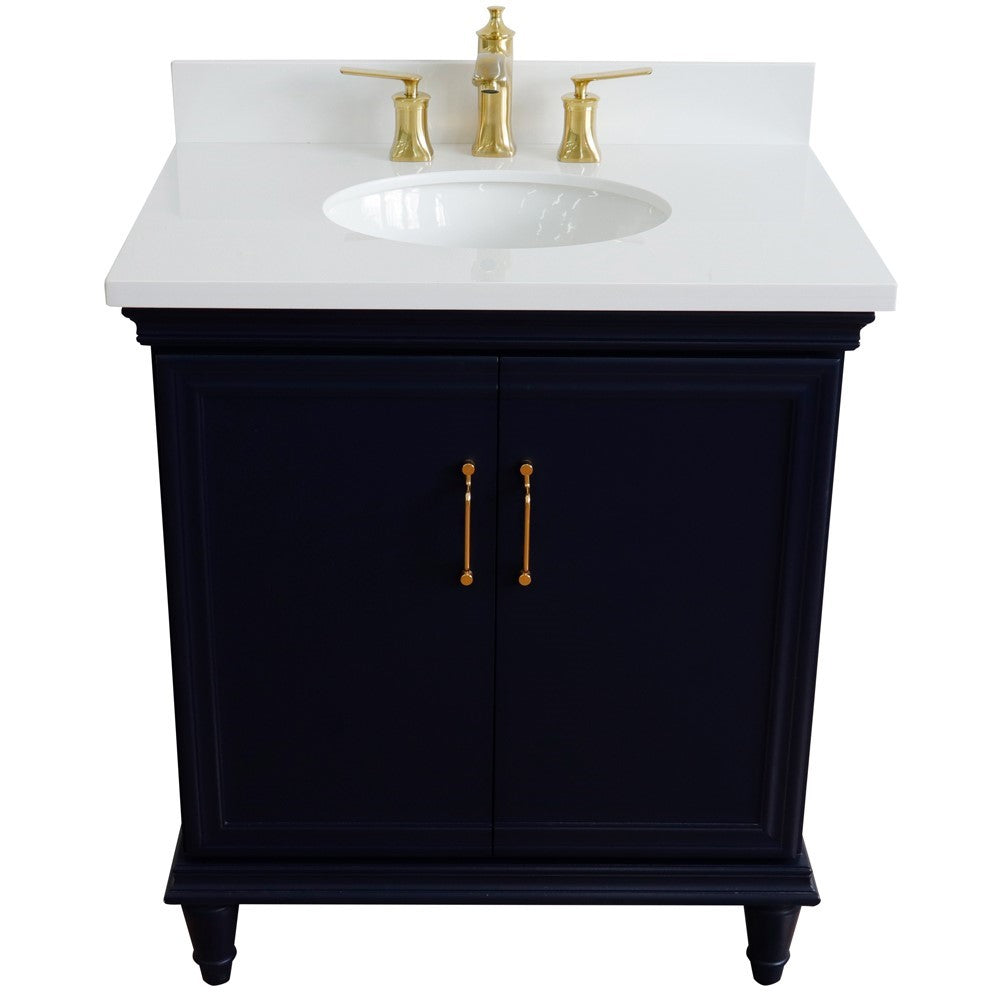 Bellaterra Home 31" Single vanity in White finish with Black galaxy and oval sink - Luxe Bathroom Vanities