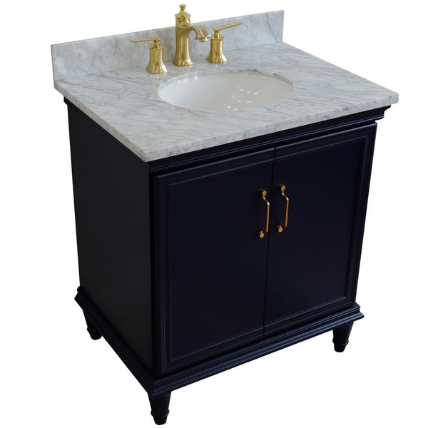 Bellaterra Home 31" Single vanity in White finish with Black galaxy and oval sink - Luxe Bathroom Vanities