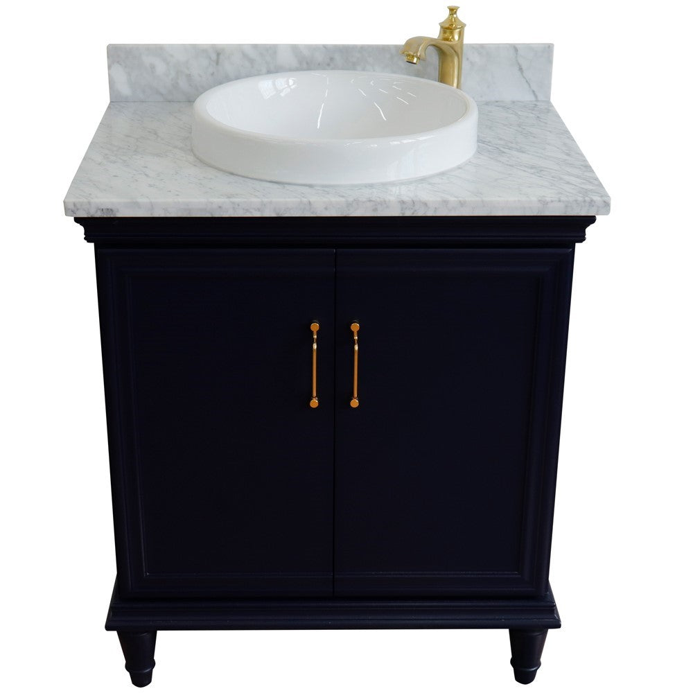 Bellaterra Home 31" Single vanity in White finish with Black galaxy and round sink - Luxe Bathroom Vanities